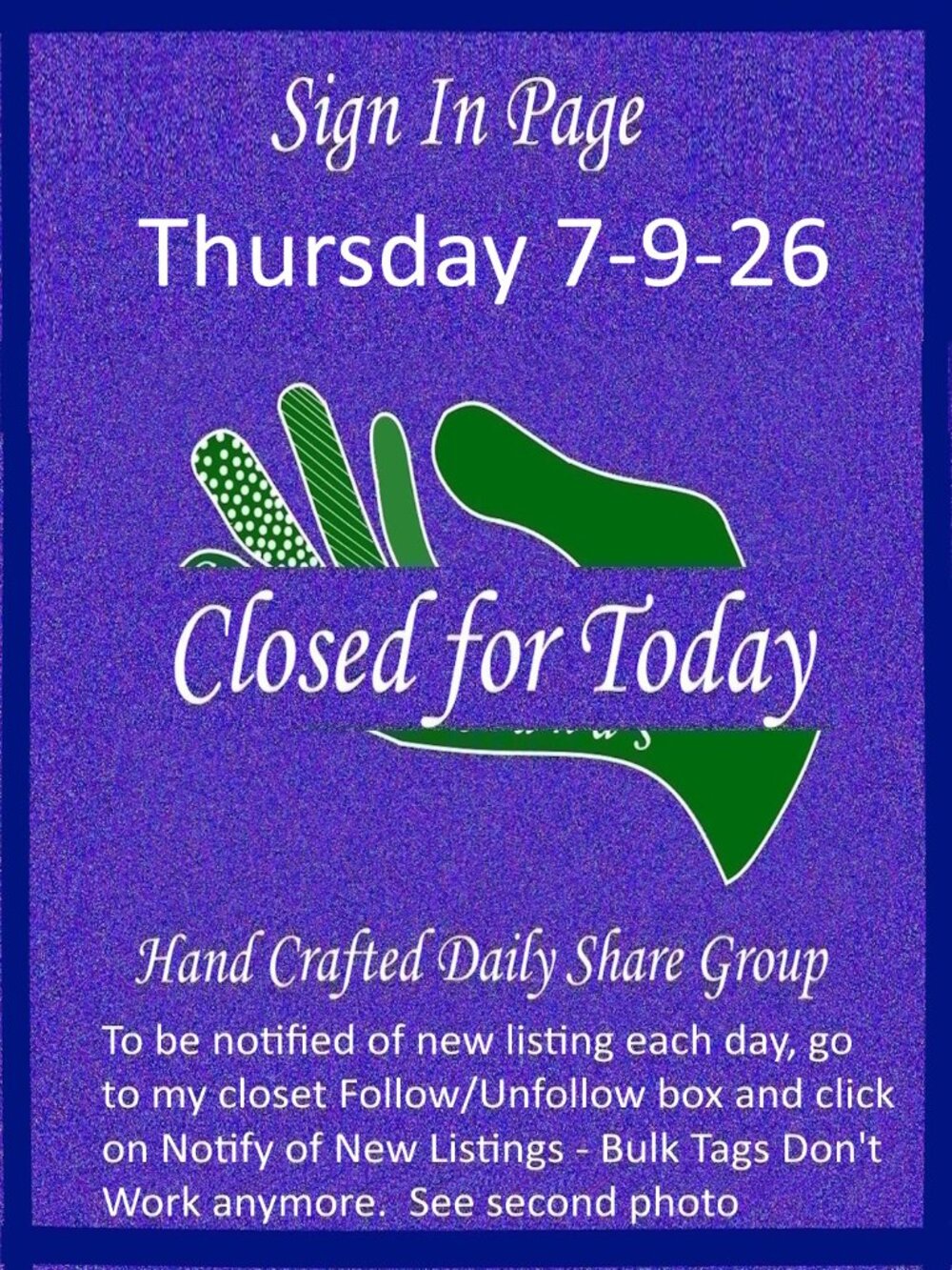 Thursday 7-9-2026 Hand Crafted Handmade Share Group Part One - Sign In